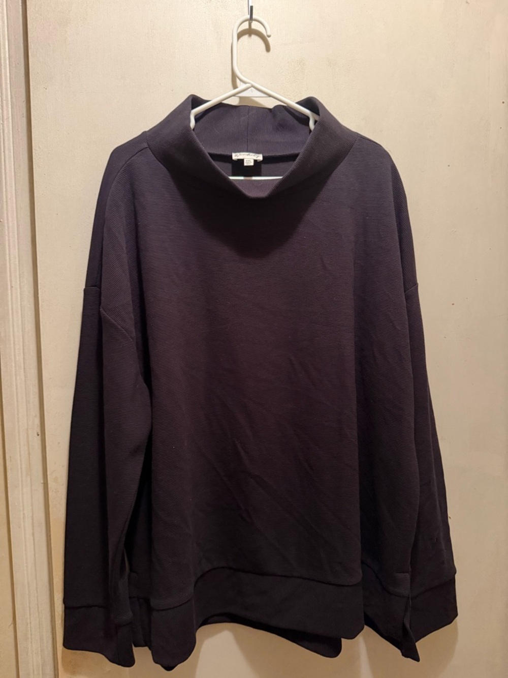 Wonderly Ribbed Funnel Neck Sweater - Black